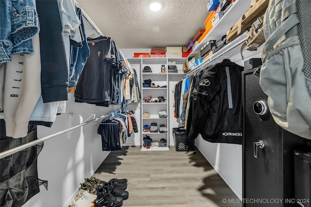 spacious closet with light hardwood / wood-style floors