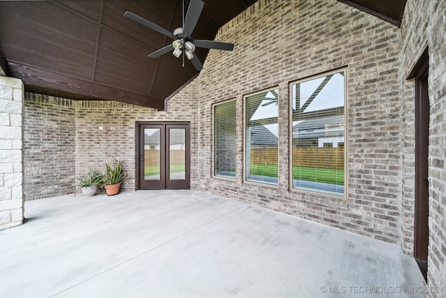 view of patio with ceiling fan