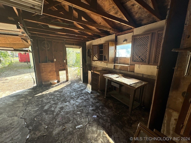 misc room featuring lofted ceiling