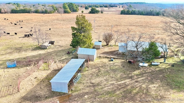 drone / aerial view with a rural view