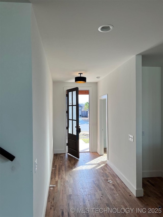 entryway with hardwood / wood-style floors