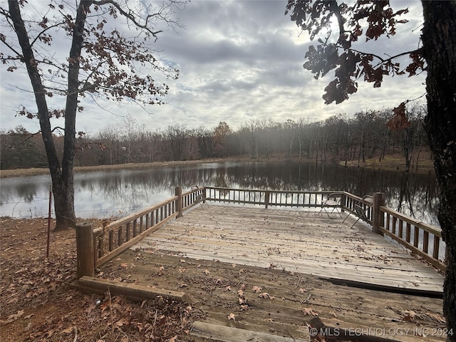 view of dock featuring a water view