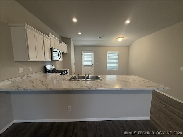 kitchen featuring white cabinetry, sink, dark hardwood / wood-style floors, and appliances with stainless steel finishes