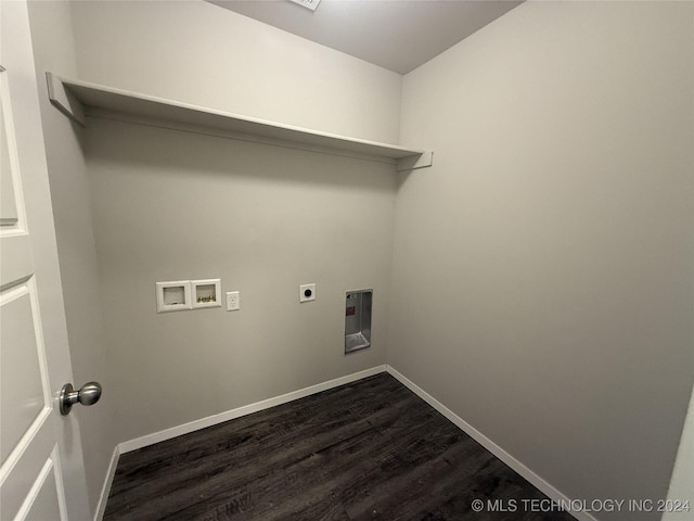 laundry room featuring washer hookup, electric dryer hookup, and hardwood / wood-style floors