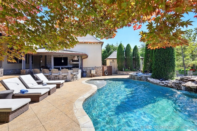 10616 S Forest Ave, Jenks, OK 74037 - outdoor pool featuring outdoor dry bar and a patio area