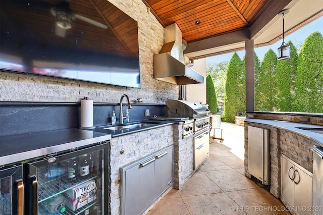 10616 S Forest Ave, Jenks, OK 74037 - view of patio featuring exterior kitchen, a sink, a gazebo, beverage cooler, and a grill