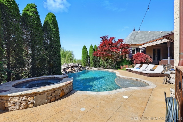 10616 S Forest Ave, Jenks, OK 74037 - outdoor pool featuring a patio and an in ground hot tub