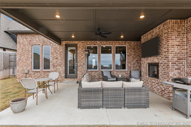 4255 S 173rd E Ave, Tulsa, OK 74134 - view of patio with a ceiling fan, an outdoor living space, and outdoor dining space