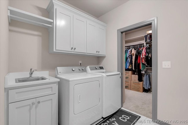4255 S 173rd E Ave, Tulsa, OK 74134 - laundry room featuring washing machine and dryer, cabinet space, and carpet
