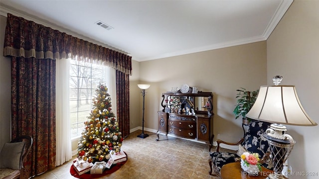 interior space featuring ornamental molding