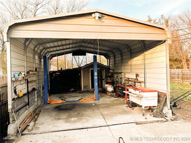 view of parking / parking lot with a carport