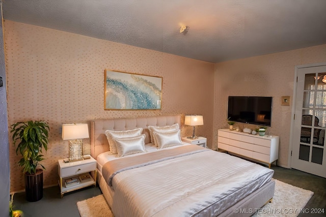 bedroom with a textured ceiling