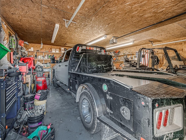 garage with a garage door opener