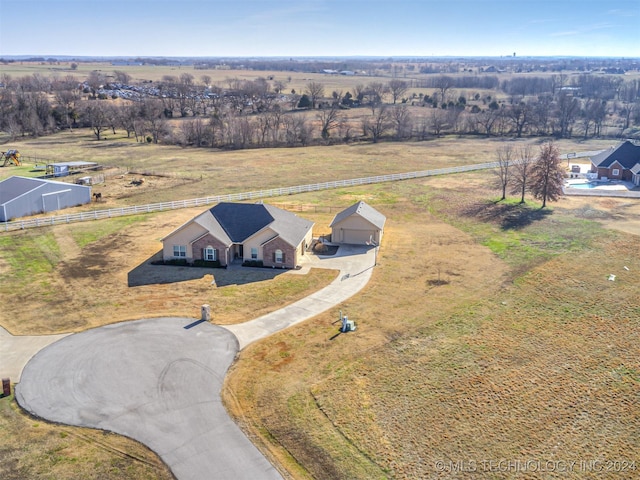 aerial view with a rural view