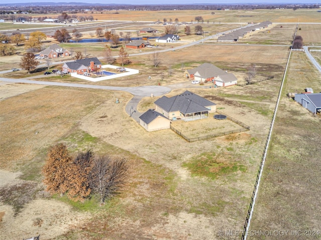 bird's eye view with a rural view