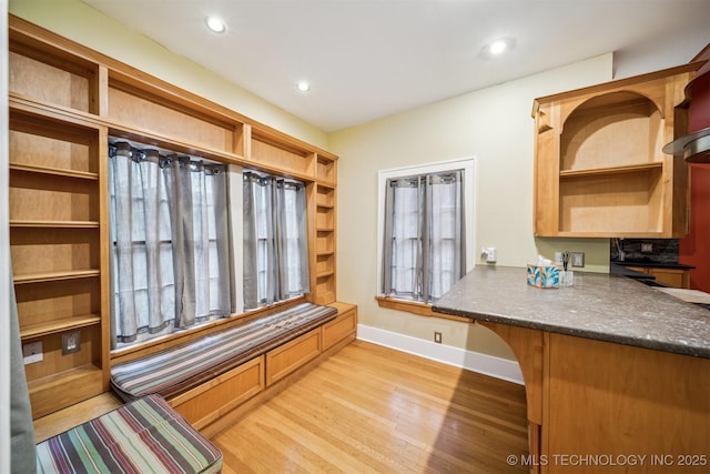 mudroom with light hardwood / wood-style flooring