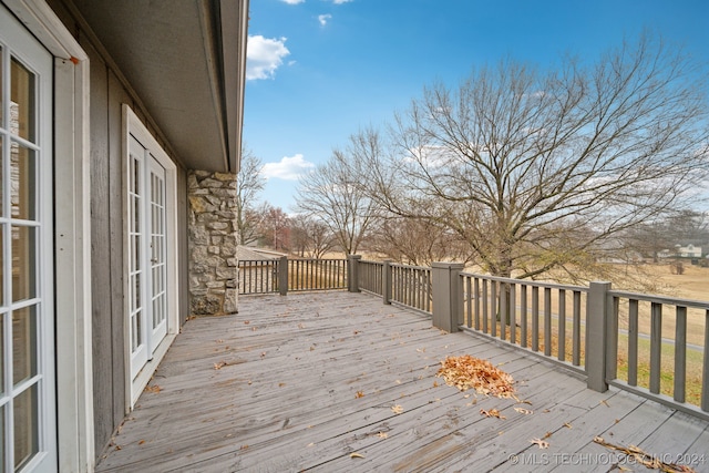 wooden deck with french doors