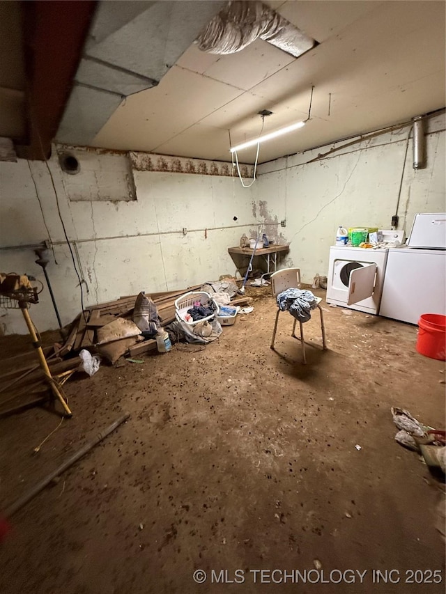 basement with independent washer and dryer