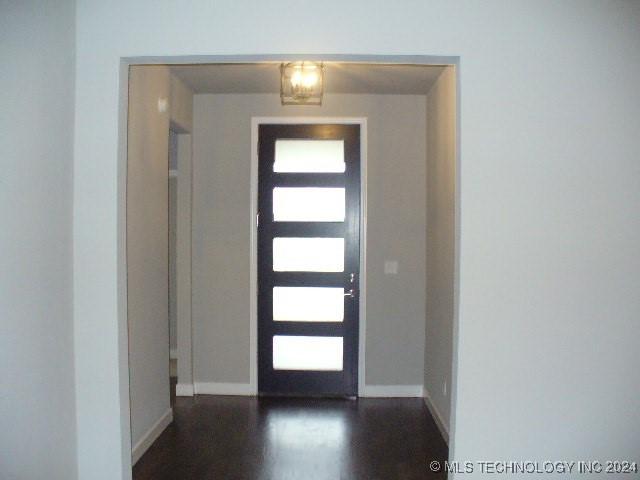 foyer entrance with dark hardwood / wood-style floors