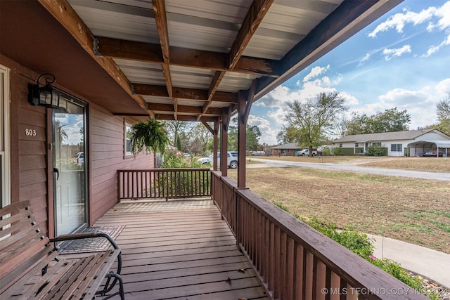 deck with a porch