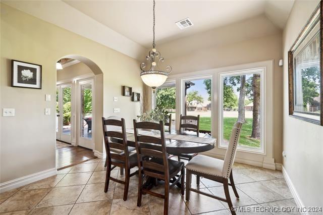 view of tiled dining space