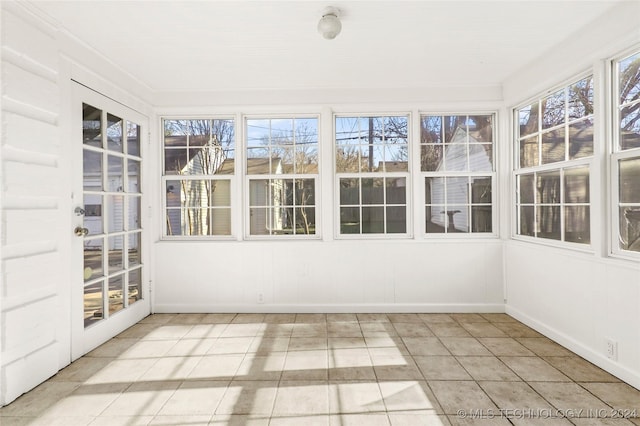 view of unfurnished sunroom