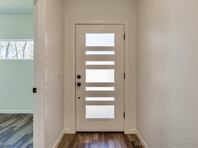 doorway to outside featuring dark hardwood / wood-style flooring