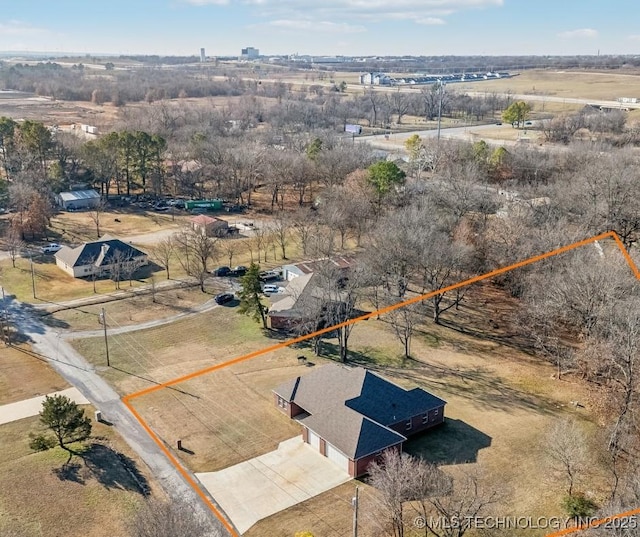 bird's eye view featuring a rural view