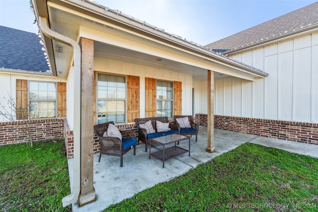 view of patio featuring an outdoor hangout area