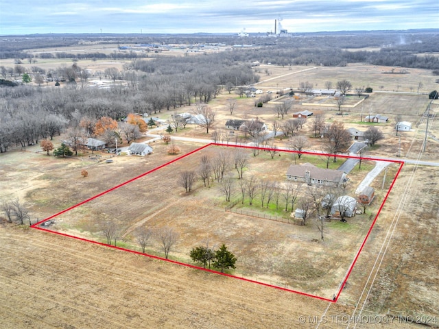 drone / aerial view featuring a rural view