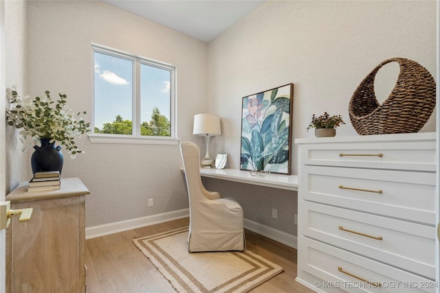 office area featuring light hardwood / wood-style flooring