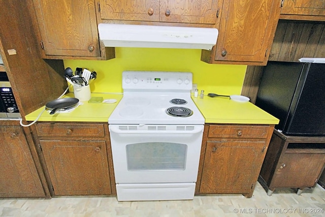 kitchen with white electric range oven