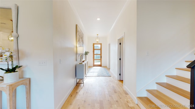 hall featuring light hardwood / wood-style floors