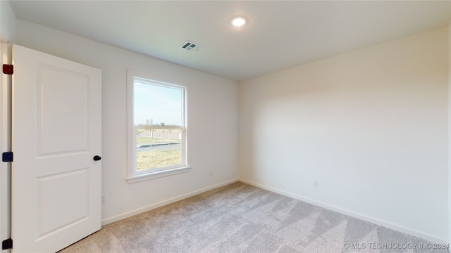 spare room featuring light colored carpet