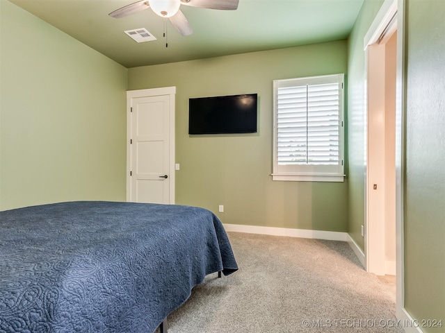 bedroom with carpet and ceiling fan