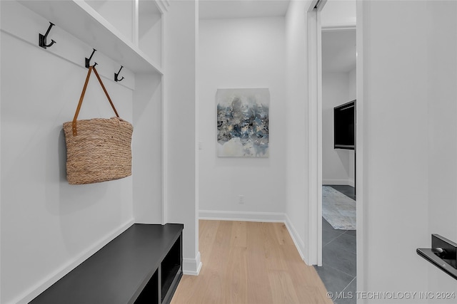 mudroom with light wood-type flooring