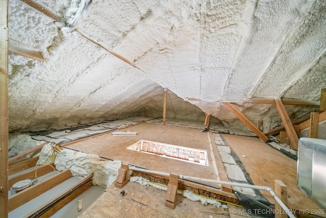 view of unfinished attic