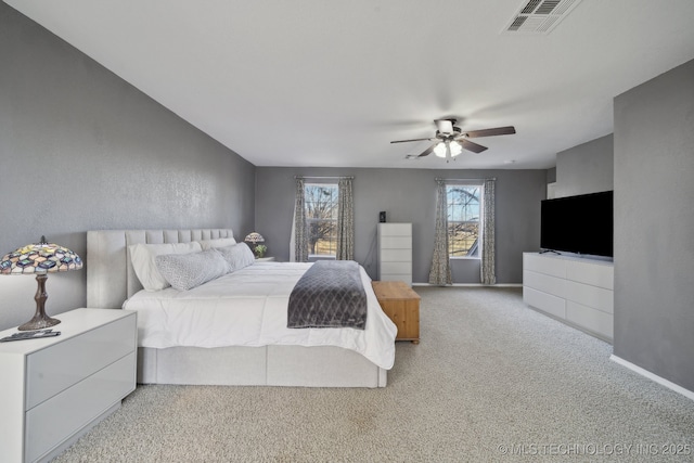 bedroom featuring carpet flooring and ceiling fan