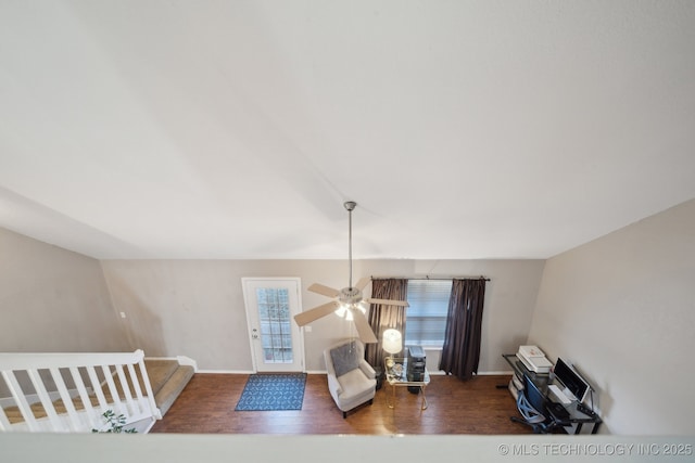 living room with dark hardwood / wood-style floors