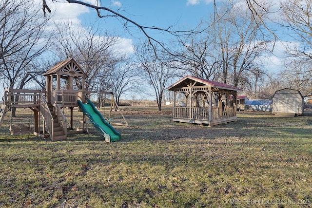 view of yard with a playground