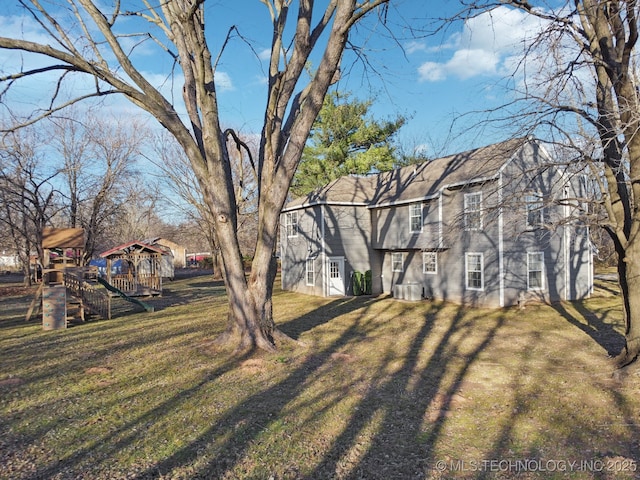 view of yard with a playground