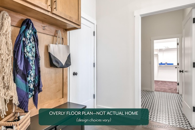 mudroom featuring carpet floors