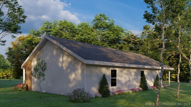 view of property exterior with a lawn