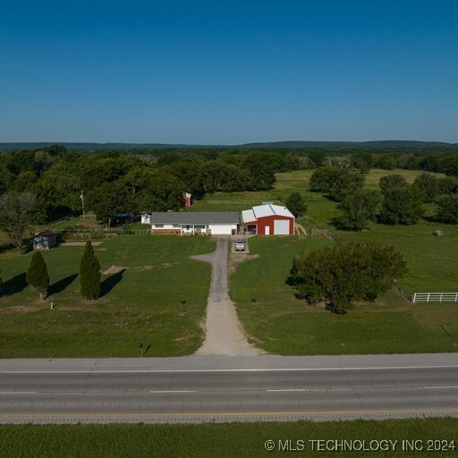 drone / aerial view featuring a rural view