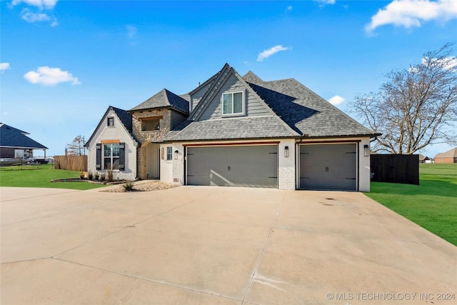 view of front facade with a garage and a front yard