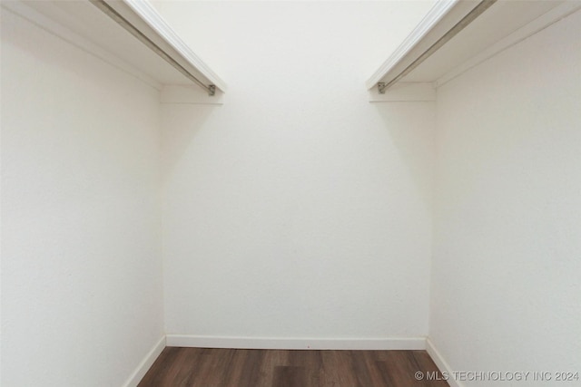 spacious closet with dark hardwood / wood-style flooring