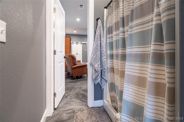 bathroom featuring curtained shower