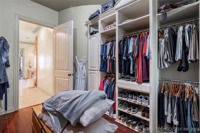 spacious closet with hardwood / wood-style floors