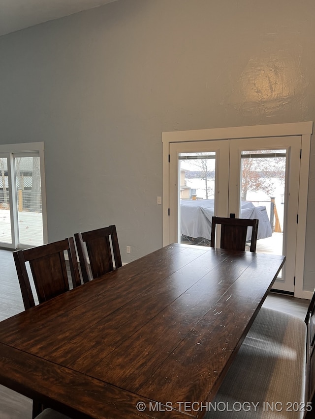 dining area featuring french doors