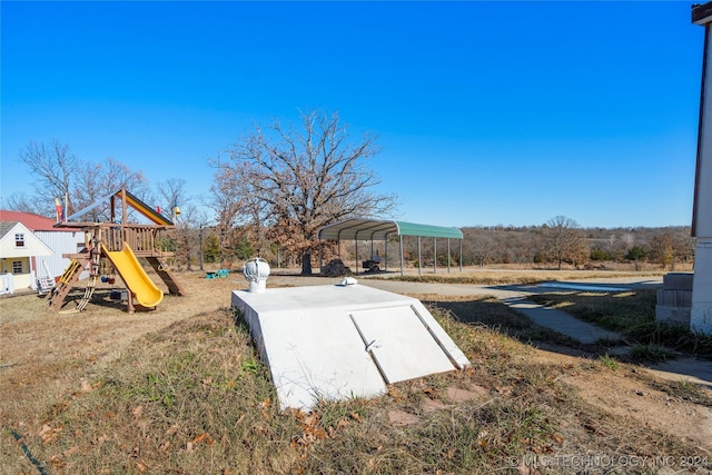 view of entry to storm shelter